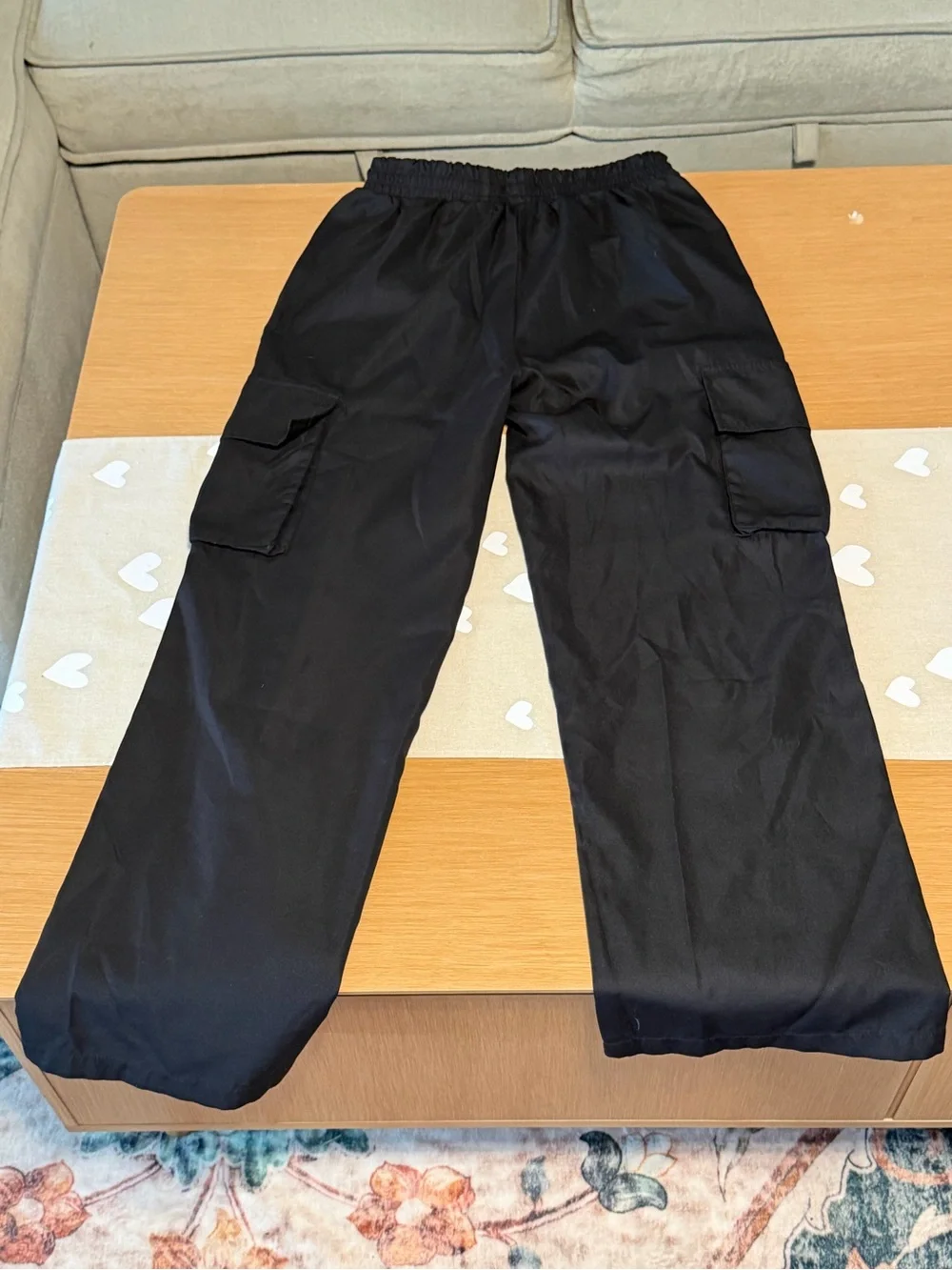 Black Cargo Pants with Elastic Waist